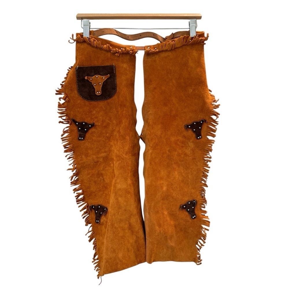Vintage Leather Boy’s Suede Chaps Pants Fringe Cowboy Costume